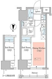 Urbanex深川住吉3 1DKの間取図画像