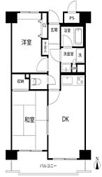 新横浜ガーデンコートBサイド 2DKの間取図画像