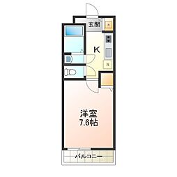 カーサ　ディ　パエーゼ 2階1Kの間取り