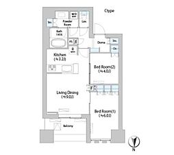 ネウボーノ菊川II 2階2LDKの間取り