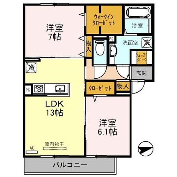 クレメント ｜京都府京都市山科区西野山百々町(賃貸アパート2LDK・3階・64.77㎡)の写真 その2