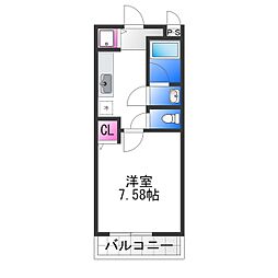ロイヤルパレス 1Kの間取図画像