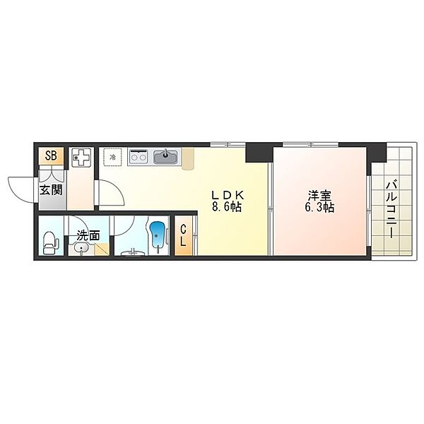 大阪府大阪市西区土佐堀２丁目(賃貸マンション1LDK・4階・34.26㎡)の写真 その2