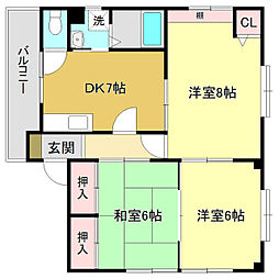 フォンテーヌ 3DKの間取図画像