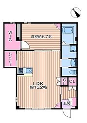 シュバーンII 1階1LDKの間取り
