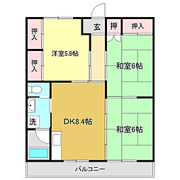 ハイツフジオ 3DKの間取図画像