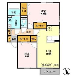 ベルレージュE 2LDKの間取図画像