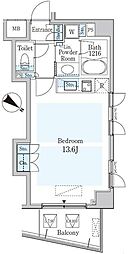 オーキッドレジデンス六本木 10階ワンルームの間取り