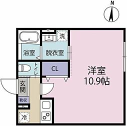 Coral茅ヶ崎 1Kの間取図画像