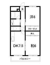 エトワール南御座 2DKの間取図画像