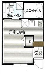 CHATON 1階ワンルームの間取り