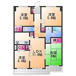 ライオンズマンション熊取第二 4LDKの間取図画像