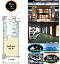 ドゥーエ新横浜 1Kの間取図画像