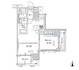 パークアクシス蒲田ステーションゲート 1LDKの間取図画像