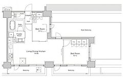 プラウドフラット渋谷富ヶ谷 2LDKの間取図画像