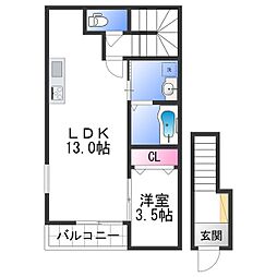 Solis北新 1LDKの間取図画像