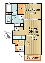 ミルト 1階1LDKの間取り