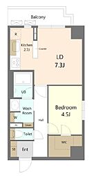 Genovia南千住4skygarden 1LDKの間取図画像