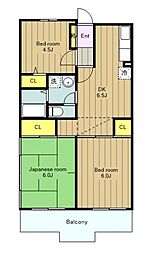 グレイス希望が丘 3DKの間取図画像