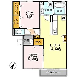 Osaka Metro今里筋線 だいどう豊里駅 徒歩3分の賃貸アパート 3階2LDKの間取り
