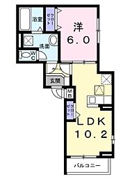 阪神本線 尼崎センタープール前駅 徒歩9分の賃貸アパート 1階1LDKの間取り