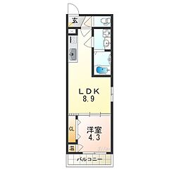 GRANDIR衣摺 1LDKの間取図画像
