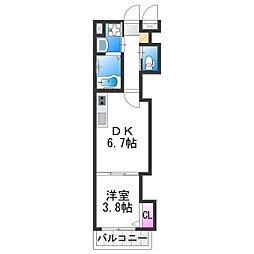 ARCA北畠公園 1DKの間取図画像