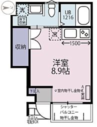 Lepoa Talo ワンルームの間取図画像