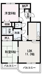 ツィンクルパレス 2LDKの間取図画像