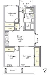 メゾンカルム中落合Ｎｏｒｔｈ 3階3LDKの間取り