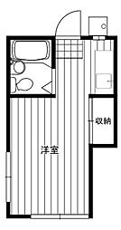 ＮＫハイツ1 2階ワンルームの間取り