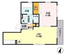 クラルテ 1LDKの間取図画像