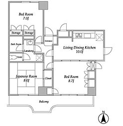 ベルエア調布 3LDKの間取図画像