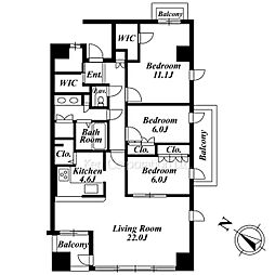アーバンパーク代官山2 3LDKの間取図画像