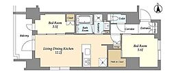 ジオエント上野稲荷町 2LDKの間取図画像