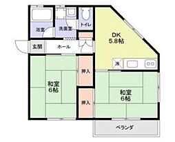 クレモンテ浅川 2DKの間取図画像