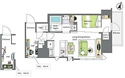 アイフラット若松河田 10階1LDKの間取り