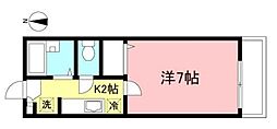 セラヴィーII 2階1Kの間取り