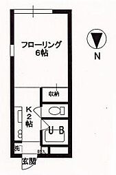 サンライズモリヤ 1Kの間取図画像
