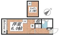 ゼフィランサス 1Kの間取図画像