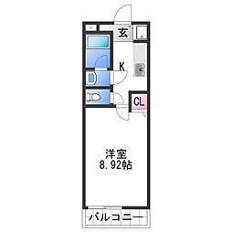 ヴィラソレイユ 1Kの間取図画像