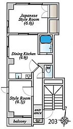 報徳スカイマンション 2DKの間取図画像