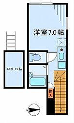 ムサシハウス ワンルームの間取図画像