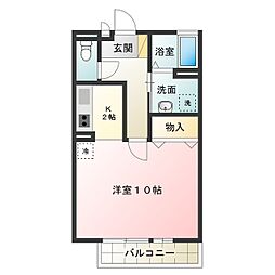 グランディール 1Kの間取図画像