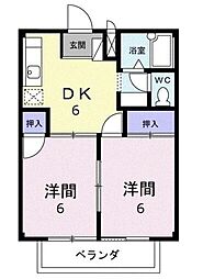 メゾンアサバ 2DKの間取図画像