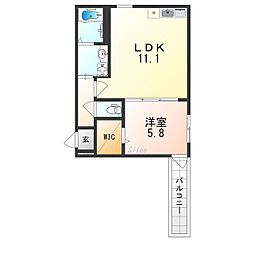フジパレス堺大浜公園2番館 1LDKの間取図画像