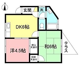 原島ハイツA 2DKの間取図画像