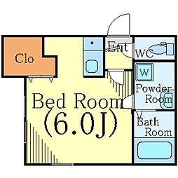 三茶花壇 2階1Kの間取り