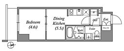 QUALITAS浅草橋 1DKの間取図画像