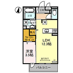 ラ・グリシーヌ 1LDKの間取図画像